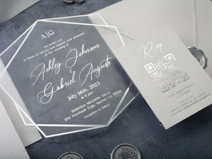Pre-Made Single Flap Envelope with Shaded Pearl Inner & Acrylic Engraved Tag