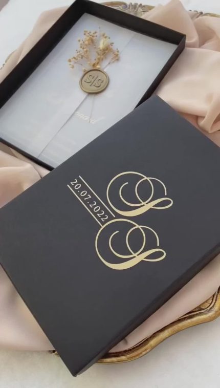 Minimalist PVC Invitations with Pearl Blue Cover