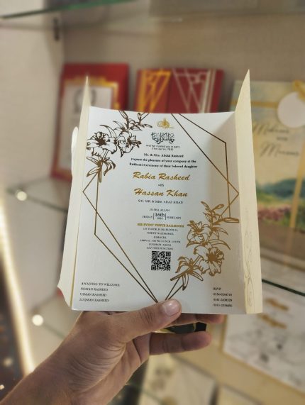 Foiled Floral Pre-Made Vellum Folder with Names Initials Card Tag